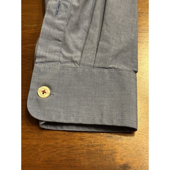 Large Orvis Heritage Wash Solid Blue Button Up Long Sleeve Shirt - Picture 7 of 11